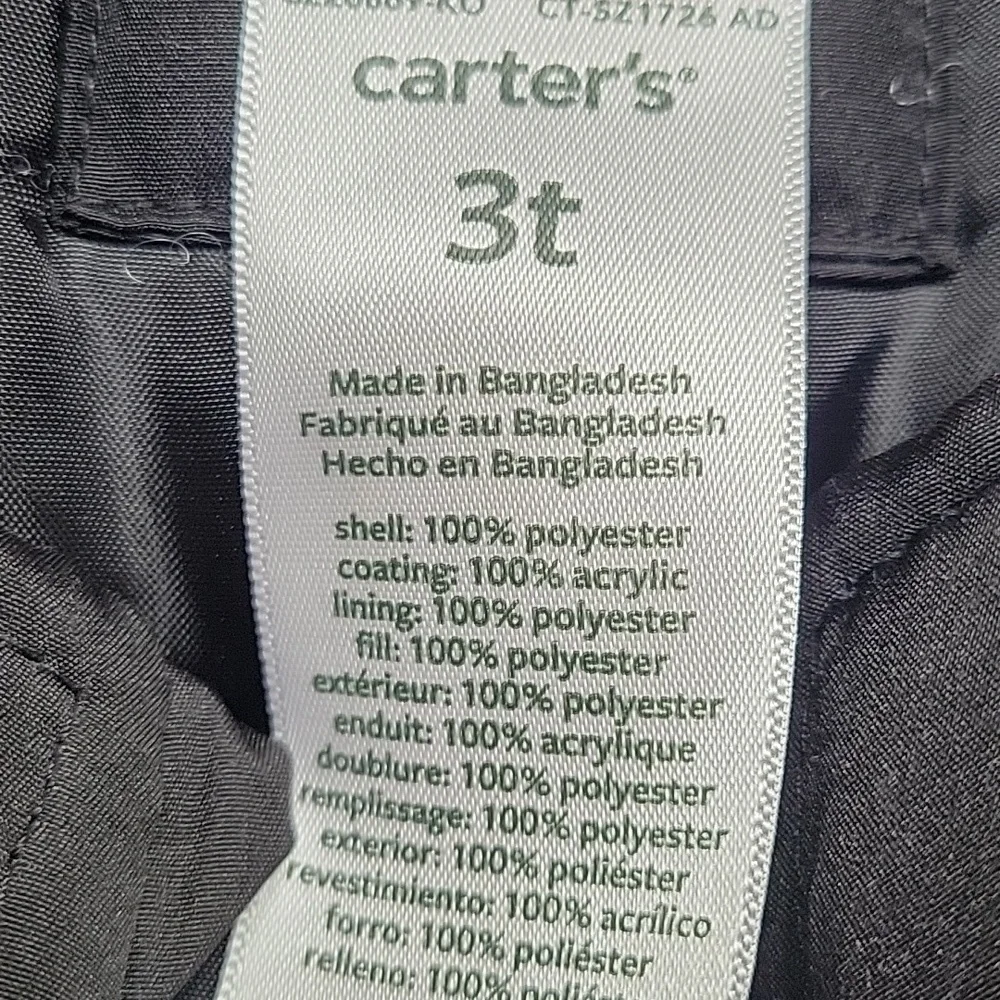 Carter's Kids Overall Snow Bibs Black Size 3T
